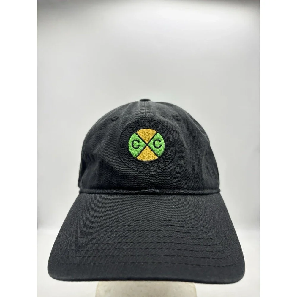 Cross Colours Vintage Style Embroidered Circle Logo Black Dad Hat Strapback